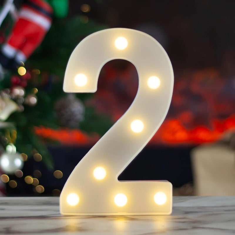 SKYPHAROS LED Marquee Numbers, 0-9 Light Up Letters, Battery Powered LED Letter Lights for Birthday Party, Christmas Night, Home, Bar, Graduation, Wedding Decoration(2) - Image 1